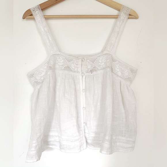Rachel Zoe Tops - Cotton Babydoll Crochet Trim Tank. Size Small.